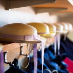 Rows of hats in the cloakroom